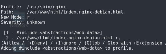 Commande Linux Apparmor permission lecture écriture