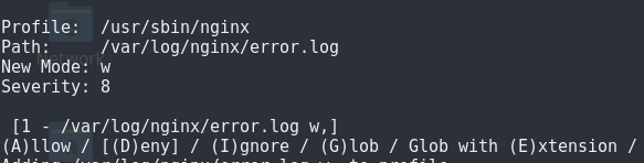 Commande Linux Apparmor infraction accès écriture fichier