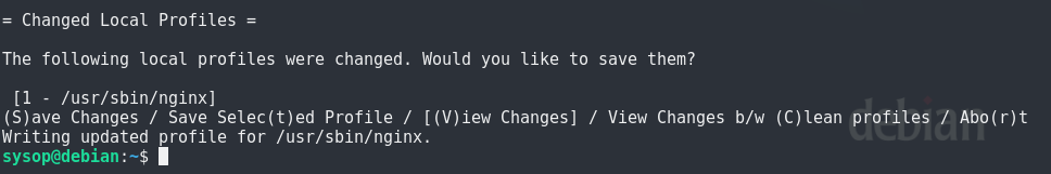 Commande Linux sauvegarde profil Apparmor