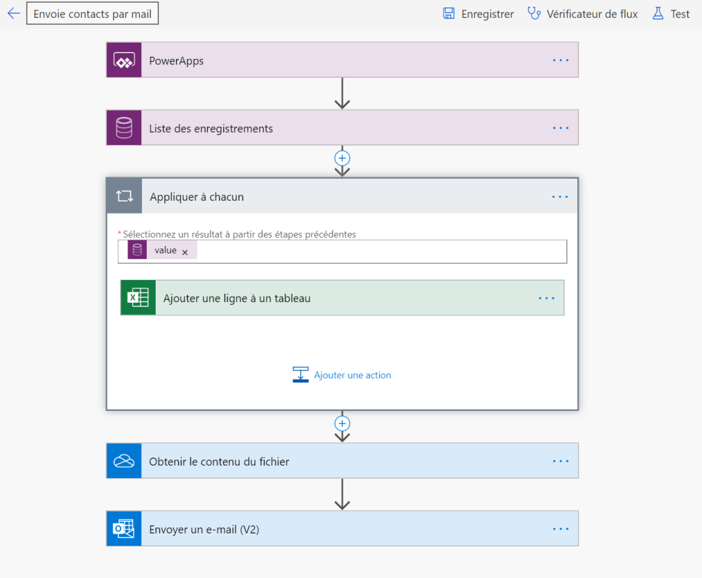 Processus Power Automate exécuté par Power Apps
