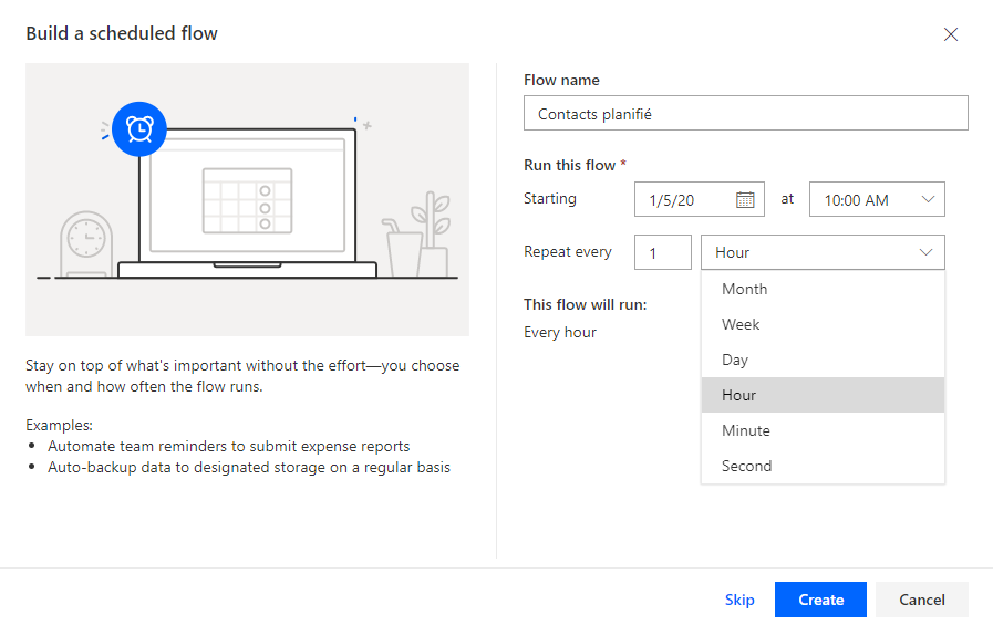 Exemple tâches planifiés