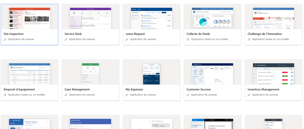Exemple d'application de Power Apps